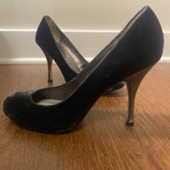 Blue Velvet Pumps with Silver Stems - Picture 7 of 9